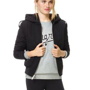 Womens Navy  TNA ARITZIA Lightweight Fall Jacket Navy Bomber Style Hooded Large